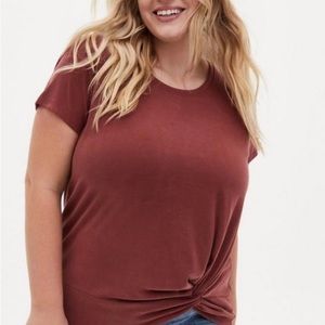 Torrid Size 0 Madder Brown Knit Cupio Knit Front Tee Short Sleeves